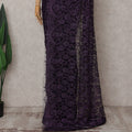 Deep Plum Purple French Lace Saree Piece
