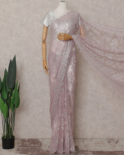 Blush Pink French Chantilly Lace Saree