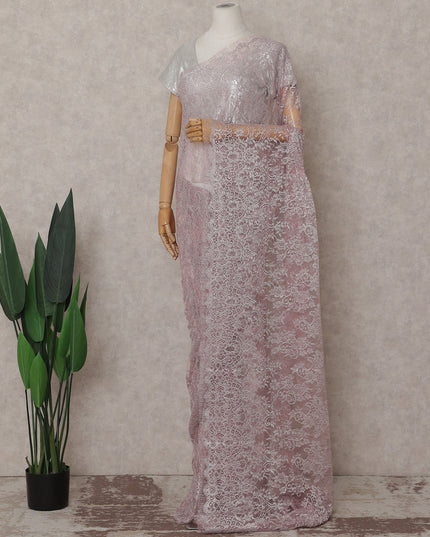 Blush Pink French Chantilly Lace Saree