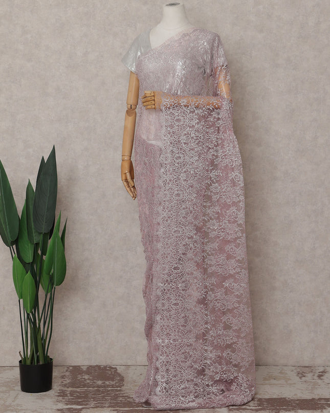 Blush Pink French Chantilly Lace Saree