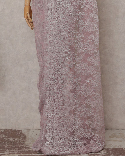 Blush Pink French Chantilly Lace Saree