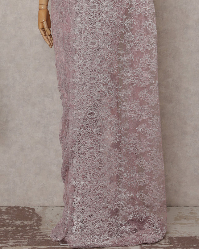 Blush Pink French Chantilly Lace Saree