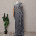 Gunmetal Grey French Metallic Lace Saree Fabric