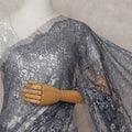 Gunmetal Grey French Metallic Lace Saree Fabric