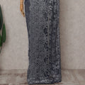 Gunmetal Grey French Metallic Lace Saree Fabric