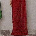 Crimson Red French Chantilly Lace Saree | Lurex