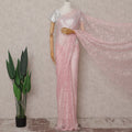 Blush Pink French Chantilly Lace Saree | Lurex
