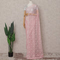 Blush Pink French Chantilly Lace Saree | Lurex