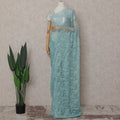 Turquoise Blue French Chantilly Lace Saree | Lurex