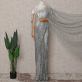 Silver Grey French Chantilly Lace Saree | Lurex