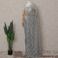 Silver Grey French Chantilly Lace Saree | Lurex