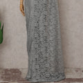 Silver Grey French Chantilly Lace Saree | Lurex
