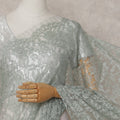 Sage Green French Chantilly Lace Saree | Lurex