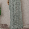 Sage Green French Chantilly Lace Saree | Lurex