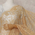 Antique Gold French Chantilly Lace Saree | Lurex