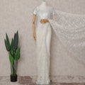 Ivory White French Chantilly Lace Saree | Lurex
