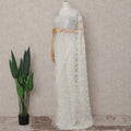 Ivory White French Chantilly Lace Saree | Lurex