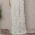 Ivory White French Chantilly Lace Saree | Lurex
