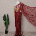 Scarlet Red Chantilly Lace Saree - D31620