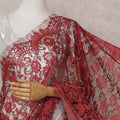 Scarlet Red Chantilly Lace Saree - D31620