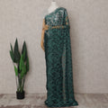 Emerald Bottle Green Chantilly Lace Saree - D31615