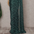 Emerald Bottle Green Chantilly Lace Saree - D31615