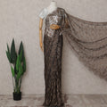 Copper Brown Chantilly Lace Saree - D31621