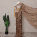 Antique Bronze Gold Chantilly Lace Saree - D31608