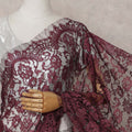 Burgundy Maroon Chantilly Lace Saree - D31616