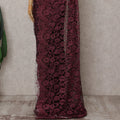 Burgundy Maroon Chantilly Lace Saree - D31616