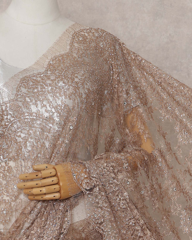Champagne Gold French Chantilly Lace Saree Piece