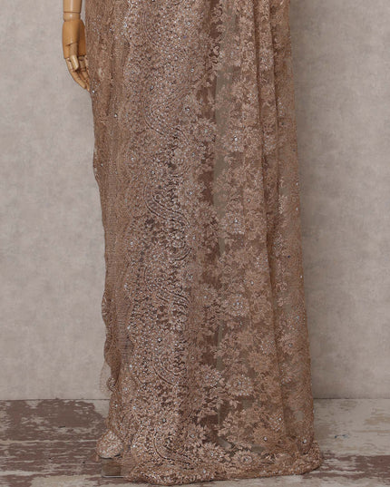 Champagne Gold French Chantilly Lace Saree Piece