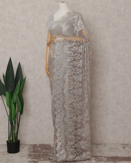 Champagne Beige French Chantilly Lace Saree