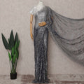 Charcoal Grey French Chantilly Lace Saree Piece