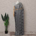 Charcoal Grey French Chantilly Lace Saree Piece
