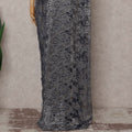 Charcoal Grey French Chantilly Lace Saree Piece
