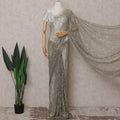 Gunmetal Grey French Chantilly Lace Saree Piece