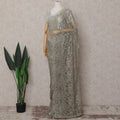 Gunmetal Grey French Chantilly Lace Saree Piece