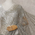 Gunmetal Grey French Chantilly Lace Saree Piece