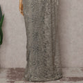 Gunmetal Grey French Chantilly Lace Saree Piece