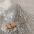 Moonlight Silver French Chantilly Lace Saree