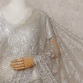 Mocha Taupe French Chantilly Lace Saree Piece