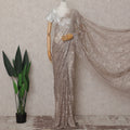 Oat Beige French Chantilly Lace Saree Piece