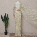 Ivory White French Chantilly Lace Saree Piece