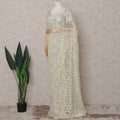 Ivory White French Chantilly Lace Saree Piece