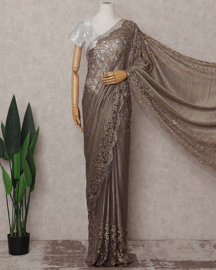 Platinum Silver French Chantilly Lace Saree