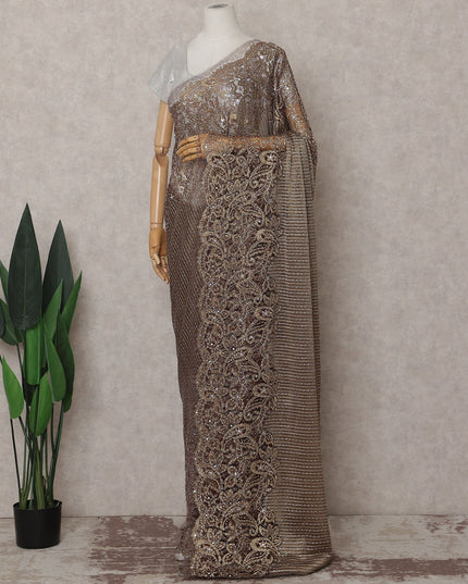 Platinum Silver French Chantilly Lace Saree