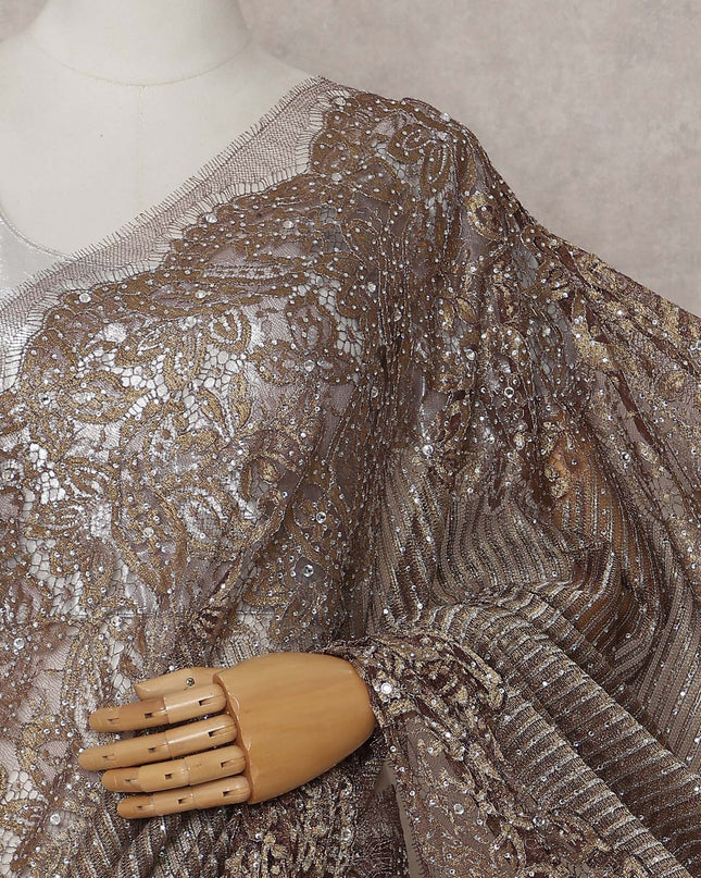 Platinum Silver French Chantilly Lace Saree