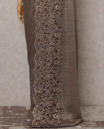 Platinum Silver French Chantilly Lace Saree