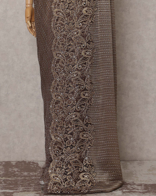 Platinum Silver French Chantilly Lace Saree